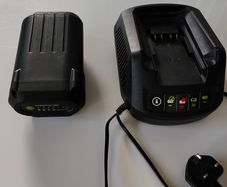 gardenline grass trimmer battery and charger.