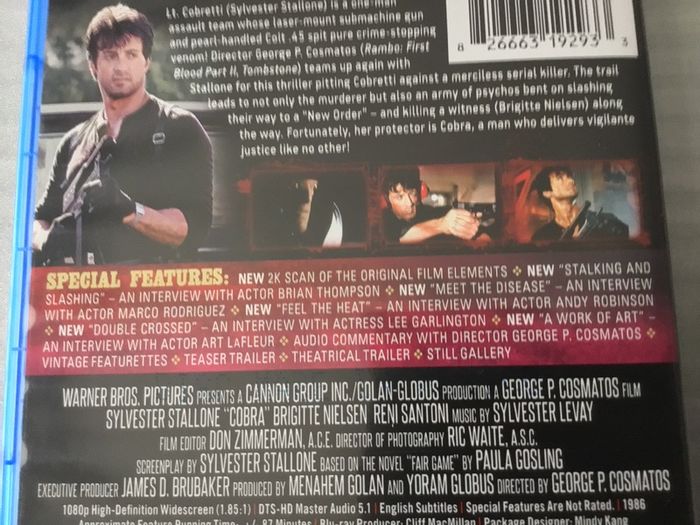 Cobra Collectors Edition Scream Factory Blu Ray American Import Region A