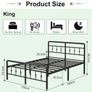 King Size Bed Frame with Victorian Headboard and Footboard, Metal Bed Frame with Heavy Duty Steel Slats Support, Ample Storage Space, Noise Free, Easy Assembly, Black Image 2