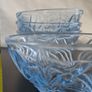 Vintage Blue Pressed Glass Floral Dessert Bowls Set of 4 Retro Glassware Image 3
