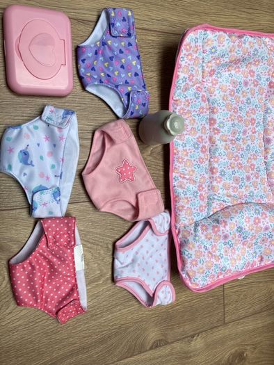 Dolls double buggy, cot, sling and changing mat