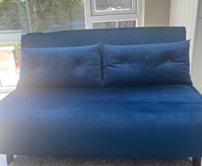 Sofa bed 2 seater blue velvet