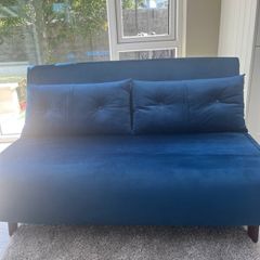 Sofa bed 2 seater blue velvet