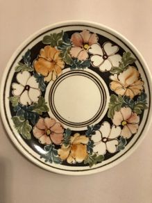 Vintage C. Mallorca Felanitx Spanish Pottery Wall Hanging 8" Plate / Decorative Floral Platter