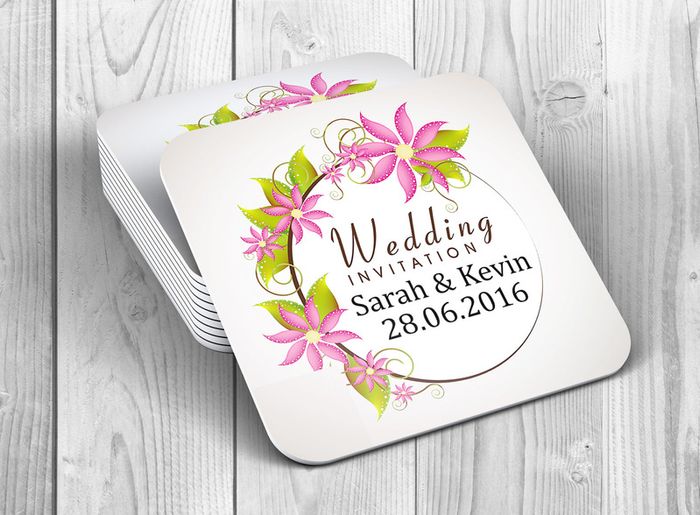 Personalised Wedding Coasters Print name date & any text! 10 Designs!