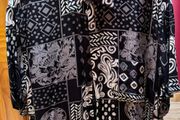 Vintage Italian Patterned Shirt Black &amp; Grey Abstract Print Size M