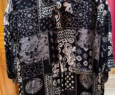 Vintage Italian Patterned Shirt Black & Grey Abstract Print Size M