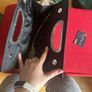 black clutch bag with silver strap. Croc effect Image 4
