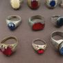 Antique Lot of 15 Handmade Brass Rings Mixed Gemstone & Glass Designs Image 8
