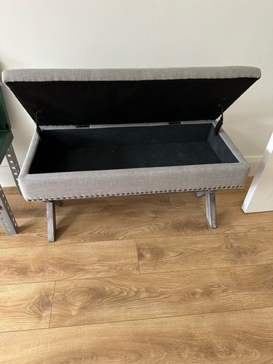 Grey Upholstered Storage Bench