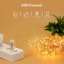 Lights Fairy Lights, 15M/49ft 150 LED String Lights Outdoor/Indoor Decorations, 8 Modes Remote Control, USB Plug in Powered Pure Copper Garden Lights for Xmas, Party - Warm Yellow Image 2