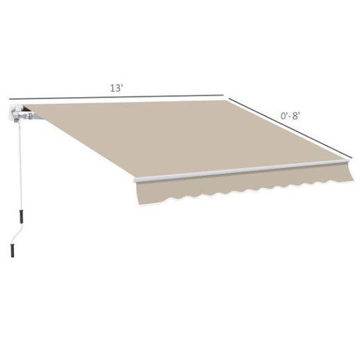 Manual Retractable Patio Awning 13' x 8'