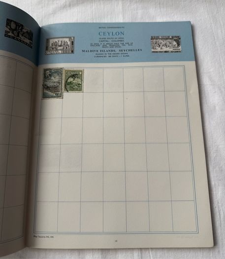 Stamp collection in book, 1930's onwards from all over the world. Approx 60 stamps