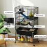 5 Levels Rolling Small Animal Cage with Non Slip Ramps, Slide Out 16cm Deep Tray, 88 x 48 x 150.5cm, Dark Grey Image 3