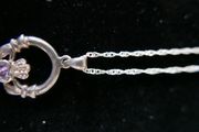 Vintage Amethyst Claddagh Irish Symbol, 925 Sterling Silver Heart Crown and Hands; 925 Irish Symbol Pendant Necklace with Amethyst 18"