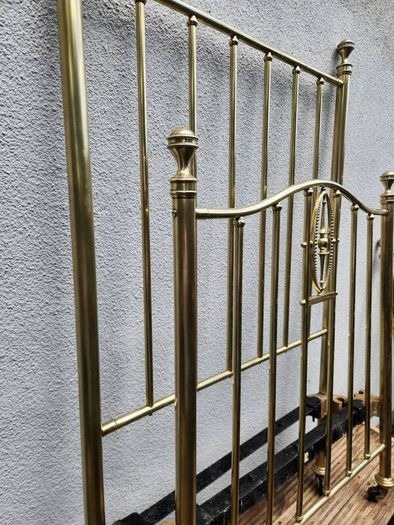19th Cent. beautiful all brass three foor bed. Just polished