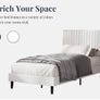 Single Bed Frame, 90 x 190 cm, Upholstered Bed with Velvet Headboard, Adjustable Height, Wooden Slat Support, No Box Spring Needed, White Image 2