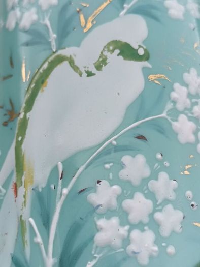 Art Deco Green Opaline Glass Vase..12.5 Inches