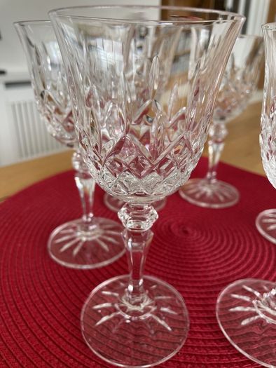 Set of six Galway Crystal small wine glasses