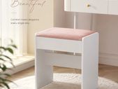 Stool Velvet Dressing Table Matte White-Pastel Pink