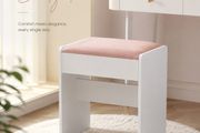 Stool Velvet Dressing Table Matte White-Pastel Pink
