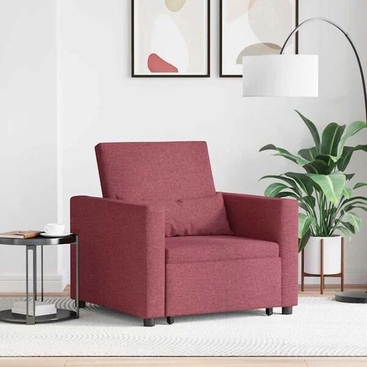 Single Sofa Bed Reclining Wine red 90 x 165 x 87 cm Fabric