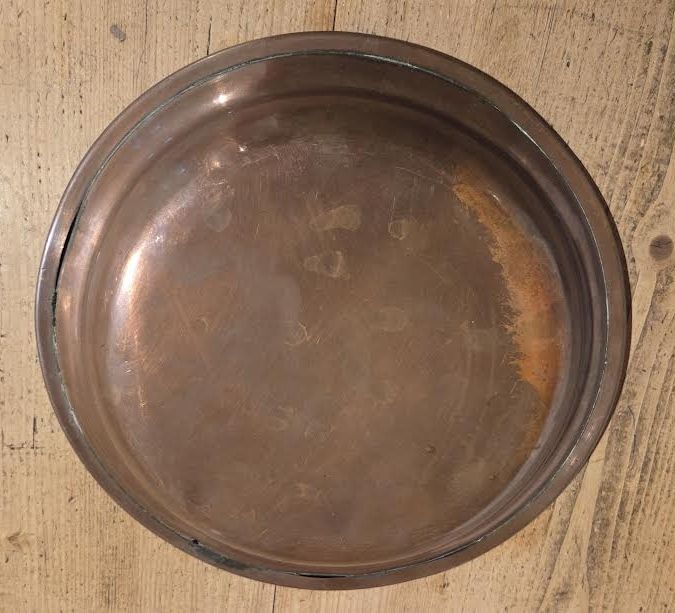 2 Antique Copper Serving Dishes Oval & Round