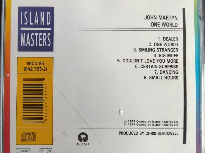 John Martyn - One World CD (1990) Soft Rock Folk EX+