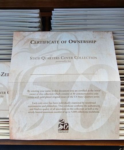 USA United States 50 States Quarters Cover Collection in Original Holder with COA