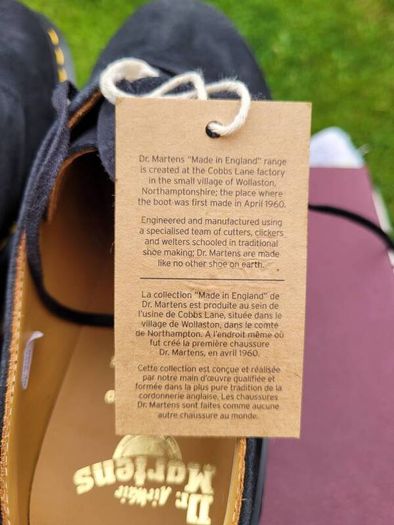 Brand New Dr Martens Made in England Grey Nubuck Leather Shoes - Size 8 UK