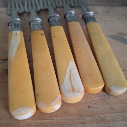 Antique Faux Bone Handle Fish Forks