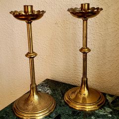 Antique pair of brass candlesticks
