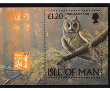 1997 Isle of Man Owls (Long-eagled Owls) Commemorative Stamp Miniature Sheet Mint Never Hinged (MNH)