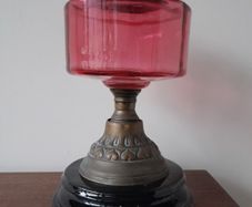 Antique Cranberry Oil Lamp Base Spare