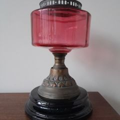 Antique Cranberry Oil Lamp Base Spare