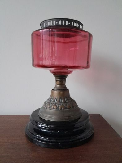 Antique Cranberry Oil Lamp Base Spare