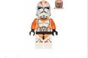 Lego Star Wars sw0522 Clone Trooper, 212th Attack Battalion (Phase 2) minifigure - Orange Arms, Dirt Stains, Scowl