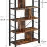Bookcase Industrial style 5 tier storage shelves rustic brown Image 3