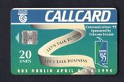 1995 Ireland 20 unit Communications 1995 expo at the RDS, Dublin (Schlumberger SC7) Call Card Used. Telecom Eireann card number 1086