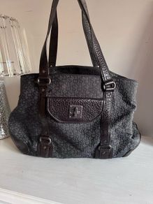 DKNY Navy and Brown Bag with Leather