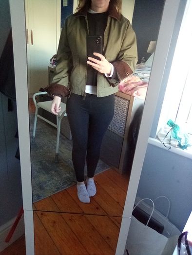 New Look Khaki Cropped Jacket Size 6
