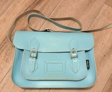 Zatchels Handmade Leather Satchel - Pastel Baby Blue - Made in UK