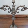 PAIR of large antique 19thC. silver plated 3 arm candelabra. Image 7