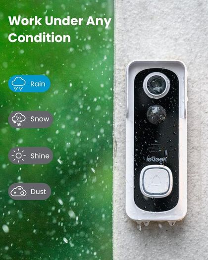 ieGeek Wire Free Wireless FHD 1080P Smart Video Doorbell - No Subscription Required - Brand New