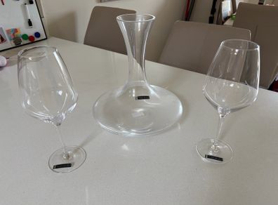 Patrick Guilbaud wine decanter and glasses