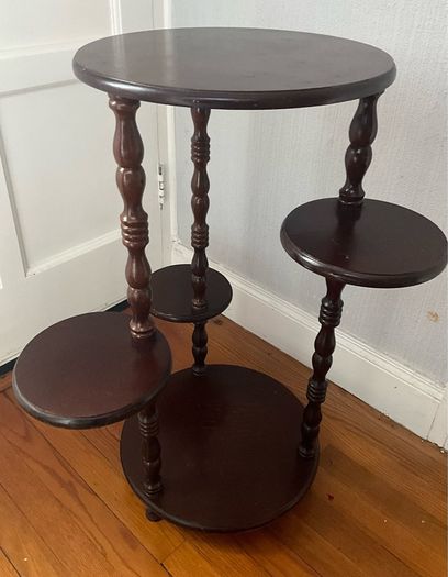 Vintage Mahogany Tiered Plant Stand