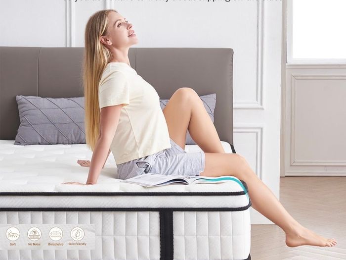 5FT King Size Mattress, 10.2 INCH King Memory Foam Sprung Mattress Medium Firm,Comfortable Sleep for Back Pain Relief and Heavy Sleeper(150x200x26cm)