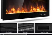 Electric Fireplace Touch Screen Glass Panel Colorful Flame Insert Wall Mounted Heater Remote Controlled