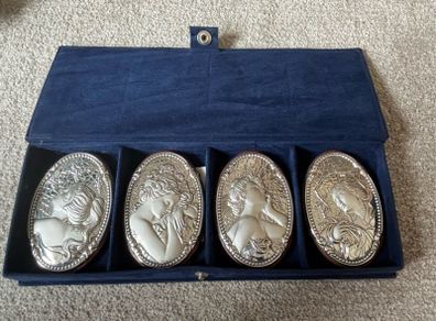 Gorgeous Vintage Italian Silver Plated Art Nouveau Wall Plaques