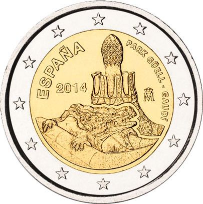 Spain 2 Euro Commemorative Coin 2014 - Works of Antoni Gaudi. Uncirculated.